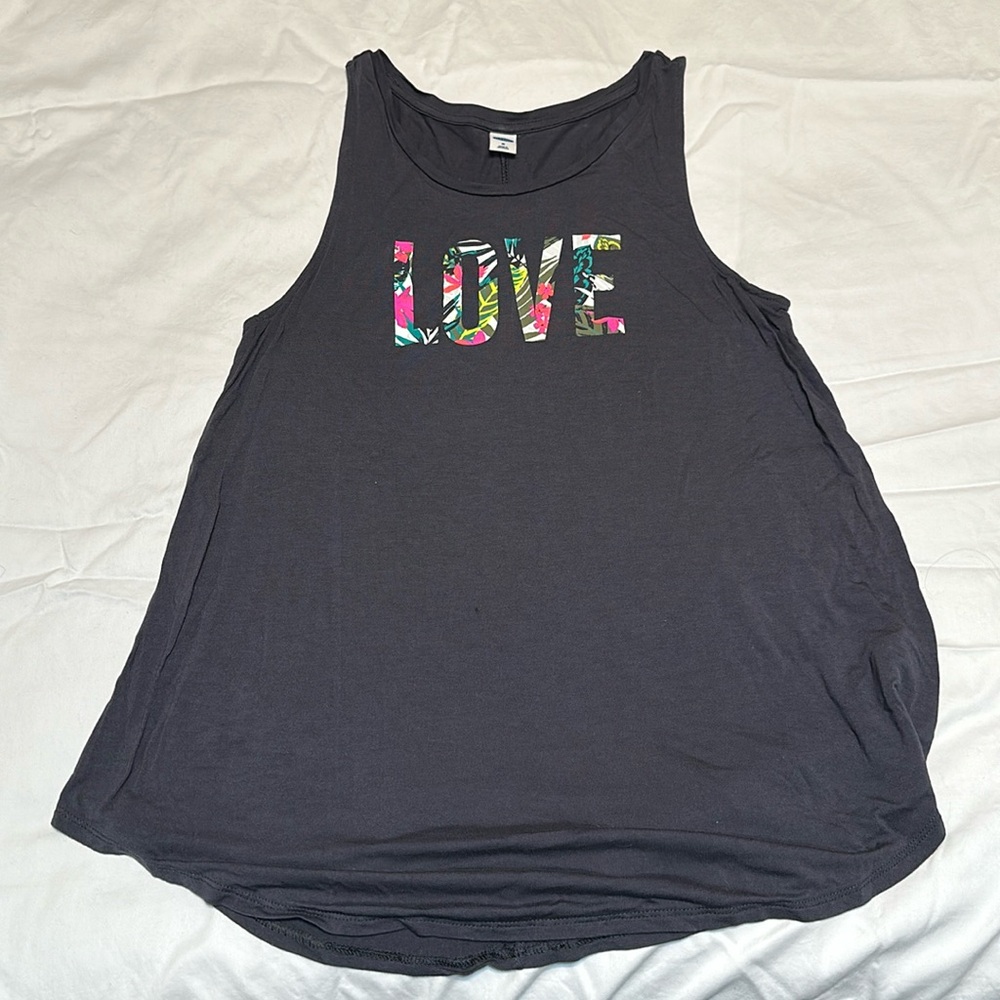 old navy gray LOVE tank